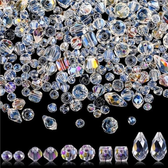 1280 Pcs Glass Beads Bulk Assorted Crystal Beads for Jewelry Making Faceted - Picture 1 of 7